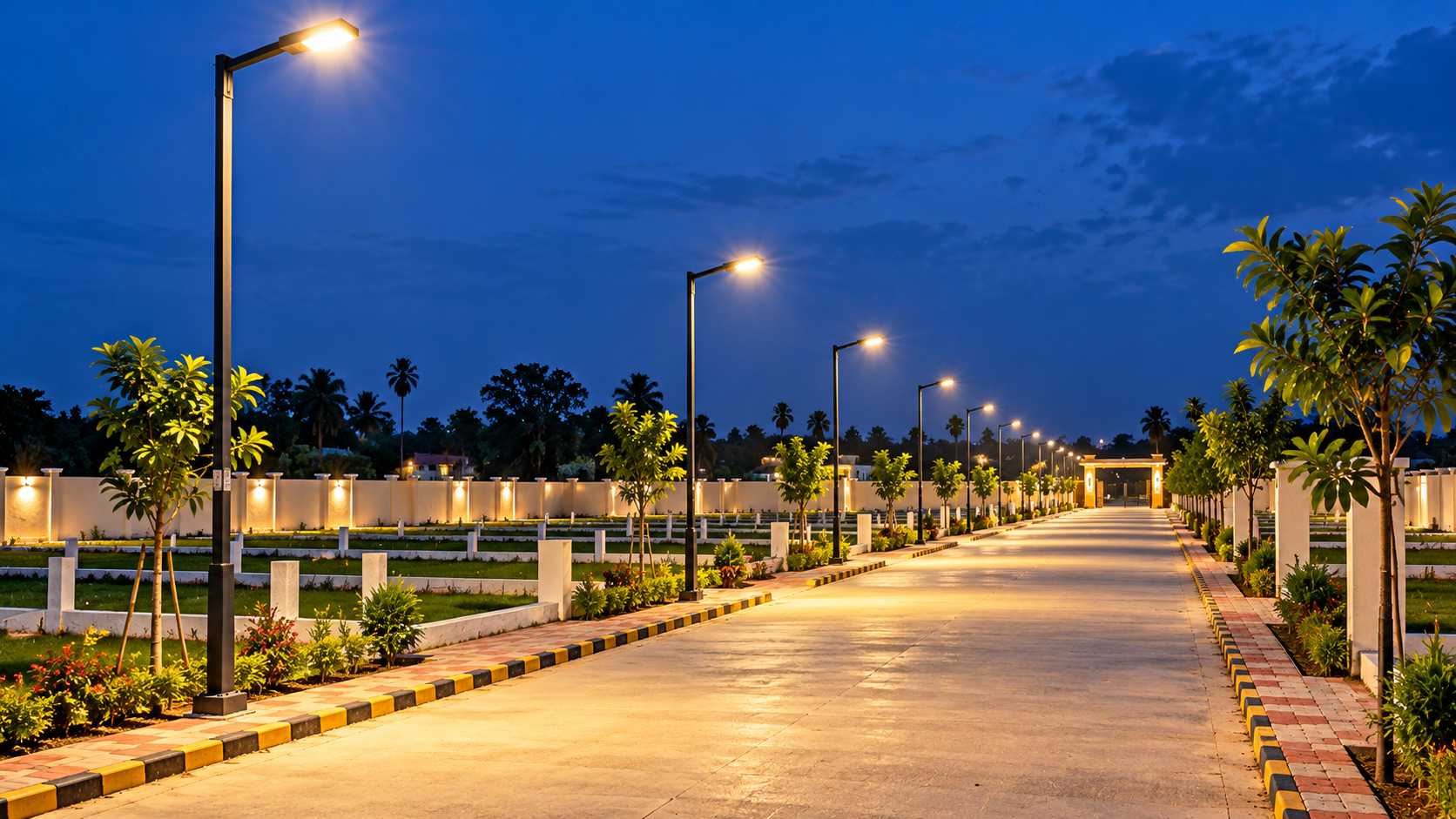 Street lights along internal roads